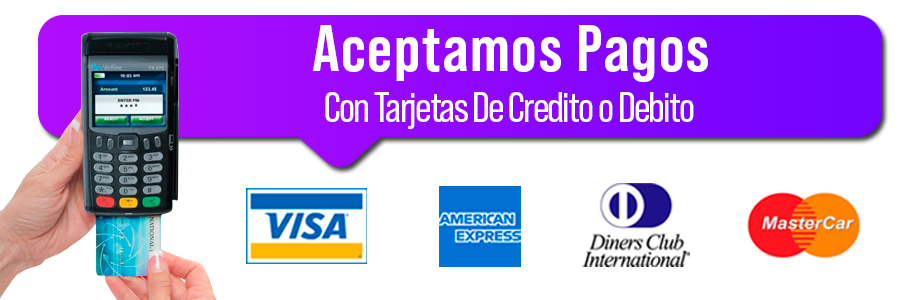 Aceptamos todas las tarjetas de crédito y debito